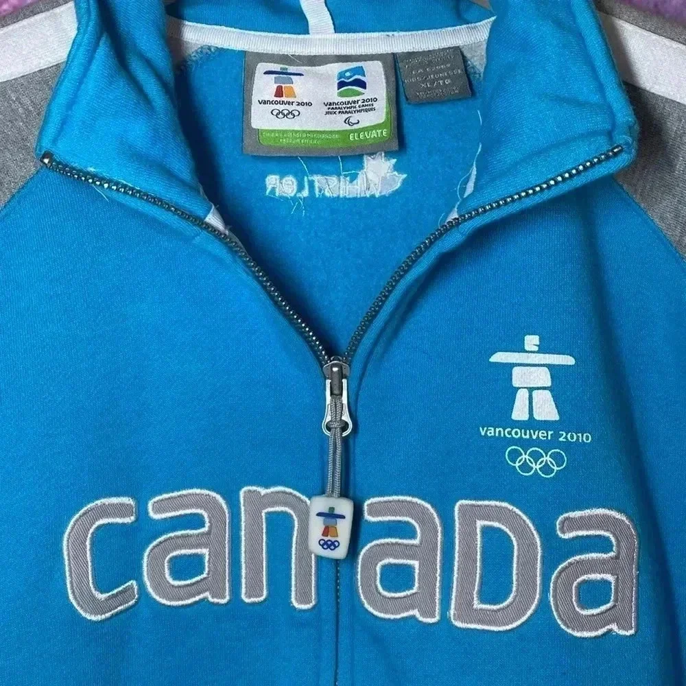 Kids Canada Olympic Sweatshirt Hoodie Team Mens XL Full Zip Blue Gray - Picture 6 of 8